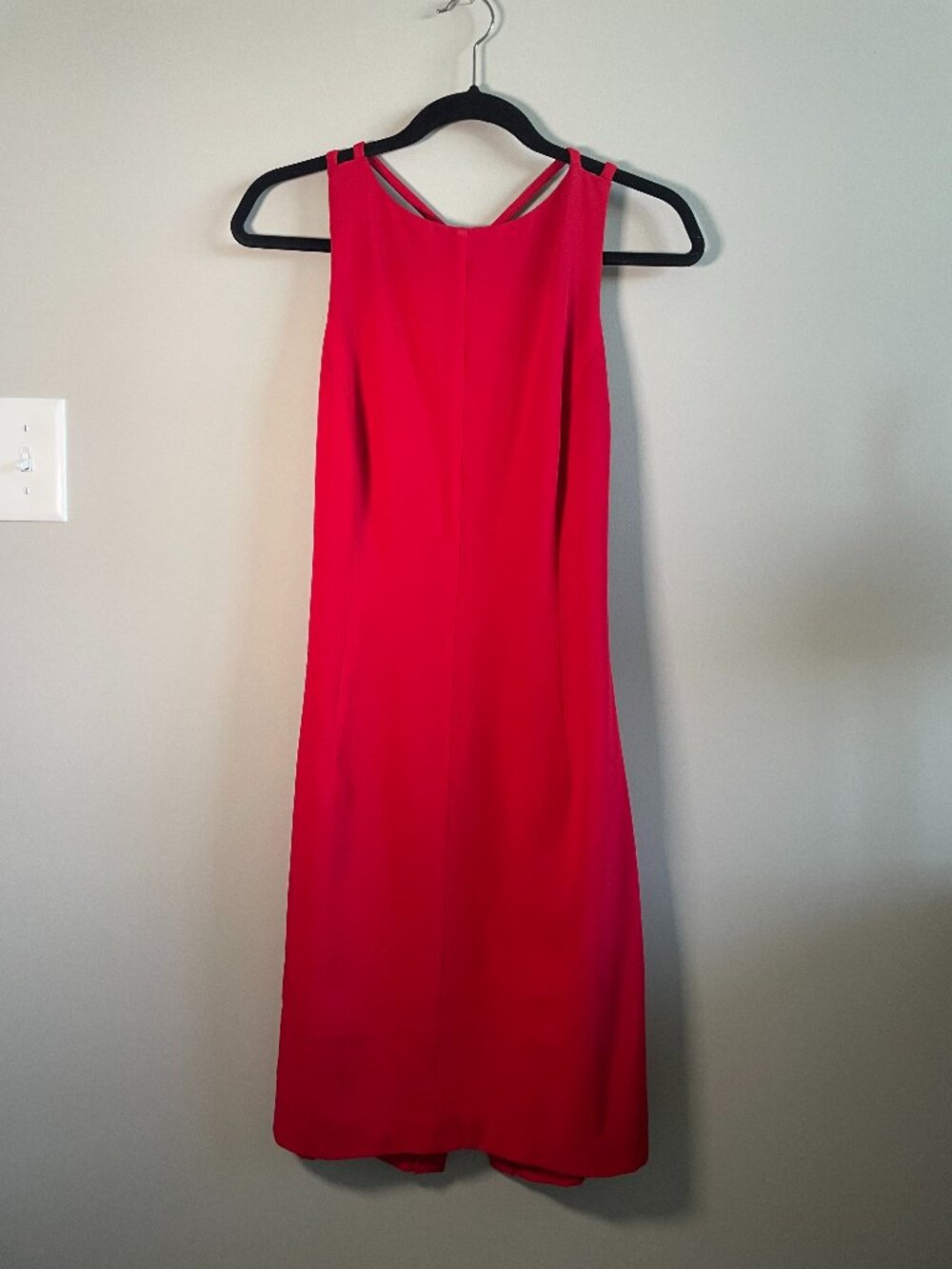 Vintage Red Open Back Maxi Dress Gold Rhinestone Button Lattice Back